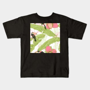 Seamless floral background with petunia toucan Kids T-Shirt